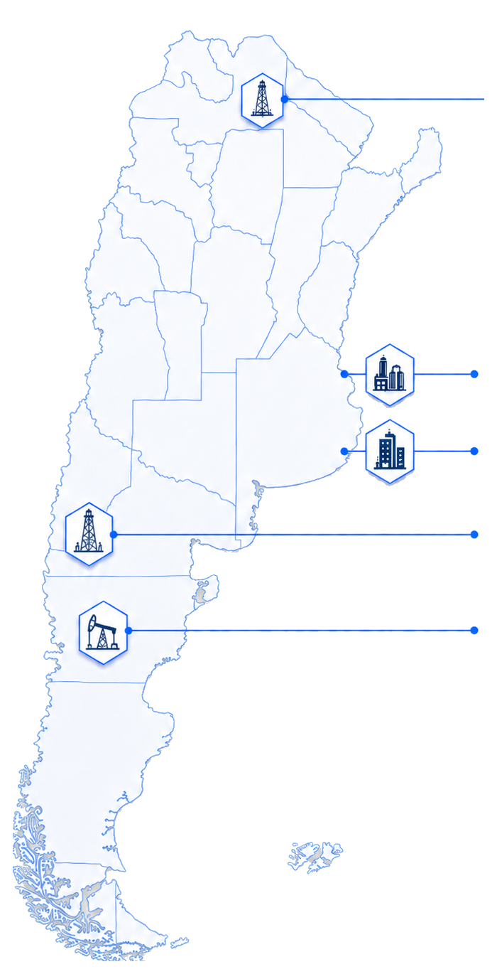 Mapa de Argentina con referencias geográficas de sedes del Programa de Prevención de Cáncer Colorrectal